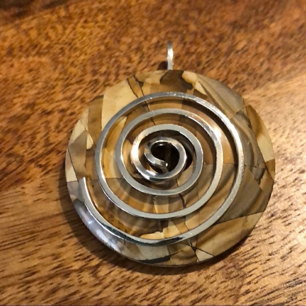 Gorgeous Vintage Sterling Wrapped Stone Pendant